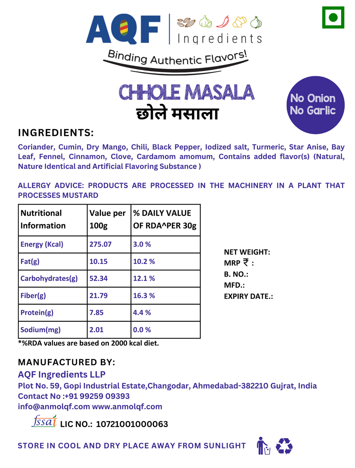 No Onion No Garlic Chhole Masala